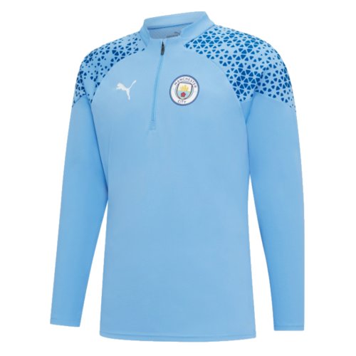 2023-2024 Man City Training Half Zip Top (Light Blue)