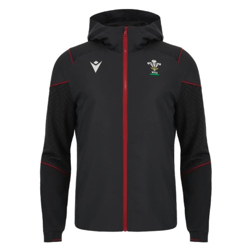 2023-2024 Wales Rugby Hooded WRU Full Zip Sweatshirt (Black) - Kids