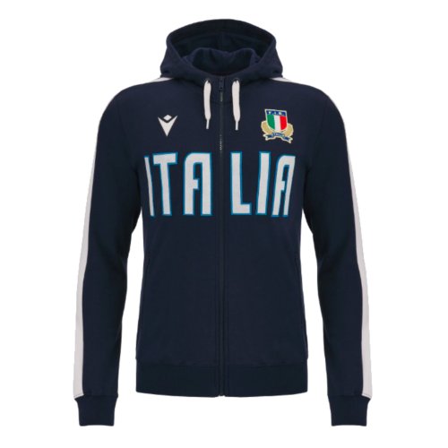 2023-2024 Italy Rugby Full Zip Travel Hoodie (Navy)