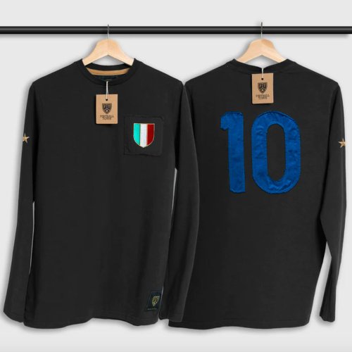 Italy Gli Azzurri Black Number 10 Retro Shirt