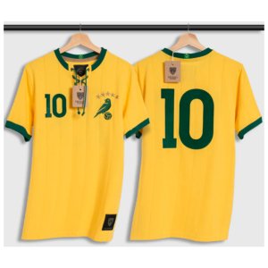 Brazil Retro Home Shirt With Laces Canarinha