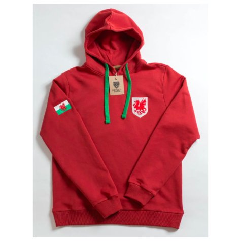 Wales The Dragon Retro Football Hoodie (Red)