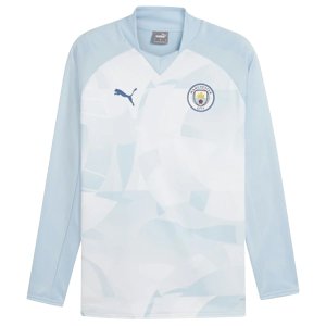 2023-2024 Man City Prematch LS Sweat Top (Silver Sky)