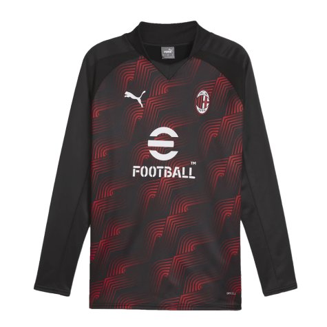 2023-2024 AC Milan Prematch LS Sweat Top (Black)