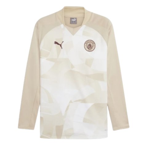 2023-2024 Man City Prematch LS Sweat Top (Granola)