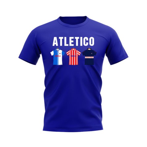 Atletico Madrid 1997-1998 Retro Shirt Text T-shirt (Blue)