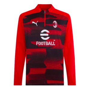 2024-2025 AC Milan Prematch 1/4 Zip Top (Red)