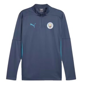 2024-2025 Man City Training 1/4 Zip Top (Inky Blue) - Kids