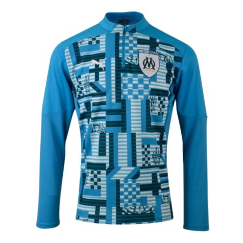 2024-2025 Marseille Prematch 1/4 Zip Top (Bleu Azur)