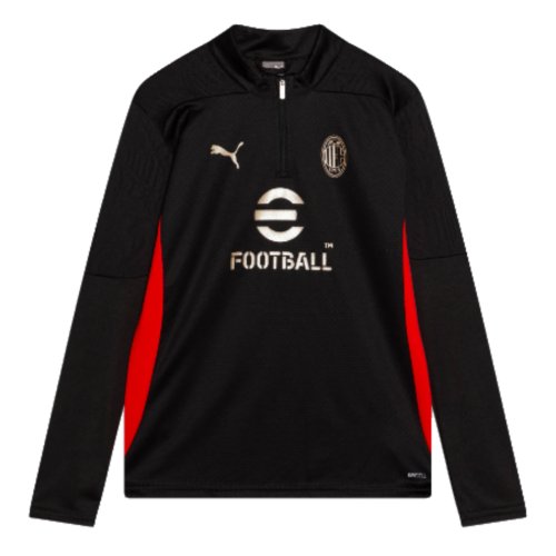 2024-2025 AC Milan Training 1/4 Zip Top (Black) - Kids