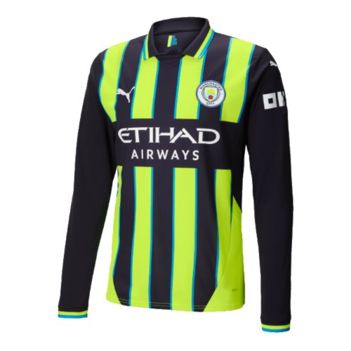 2024-2025 Man City Away Long Sleeve Authentic Shirt (Nico 14)