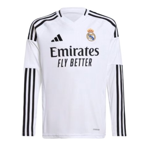 2024-2025 Real Madrid Long Sleeve Home Shirt (Kids)