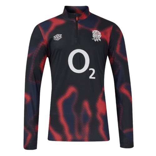 2024-2025 England Rugby Warm Up Mid Layer O2 (Black) - Kids