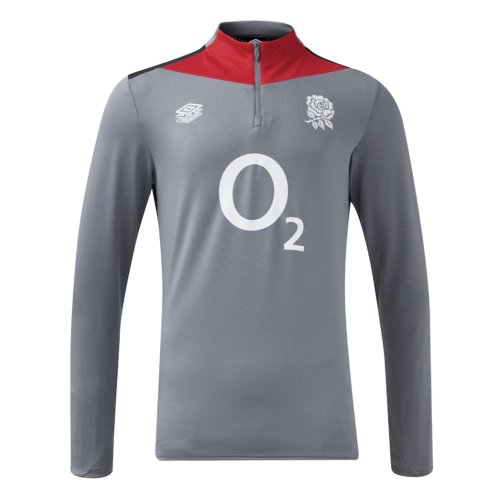 2024-2025 England Rugby Mid Layer Top O2 (Grey) - Kids