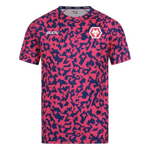 2024-2025 Wolves Pre Match T-Shirt - Blue/Pink