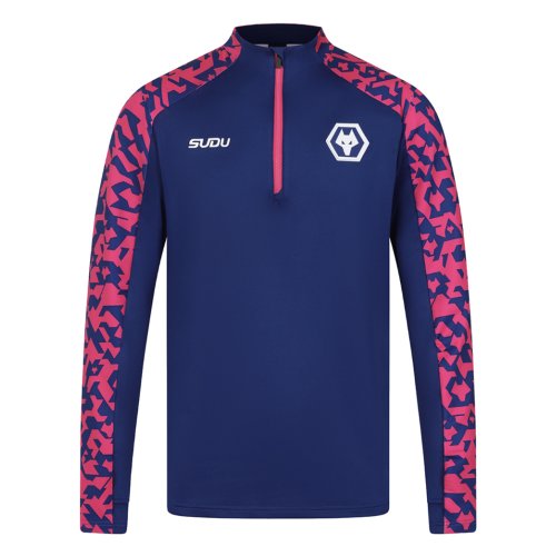 2024-2025 Wolves Pre Match 1/4 Zip Top (Blue/Pink)