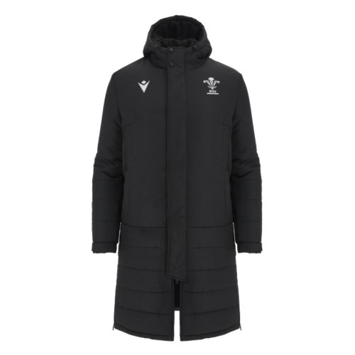 2024-2025 Wales Rugby Long Padded Bench Jacket (Black)