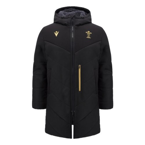 2024-2025 Wales Rugby 3/4 Length Padded Parka Jacket (Black)