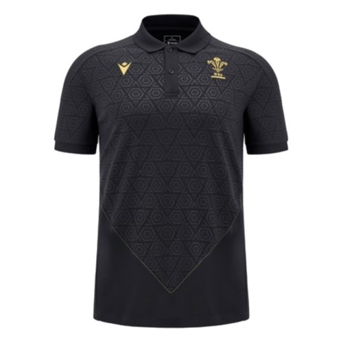 2024-2025 Wales Rugby WRU Travel Poly Polo Shirt (Black)