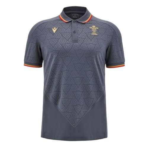 2024-2025 Wales WRU Rugby Travel Polo Shirt (Anthracite)