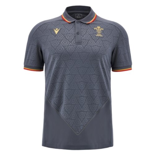 2024-2025 Wales WRU Rugby Travel Polo Shirt (Anthracite) - Kids