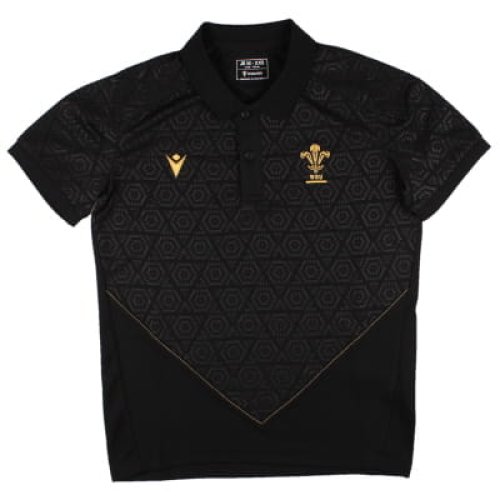 2024-2025 Wales Rugby Travel Poly Polo Shirt (Black) - Kids