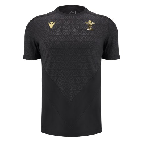 2024-2025 Wales WRU Rugby LS Training Shirt (Black) - Kids