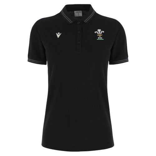 2024-2025 Wales Rugby Travel Polo Shirt (Black) - Womens