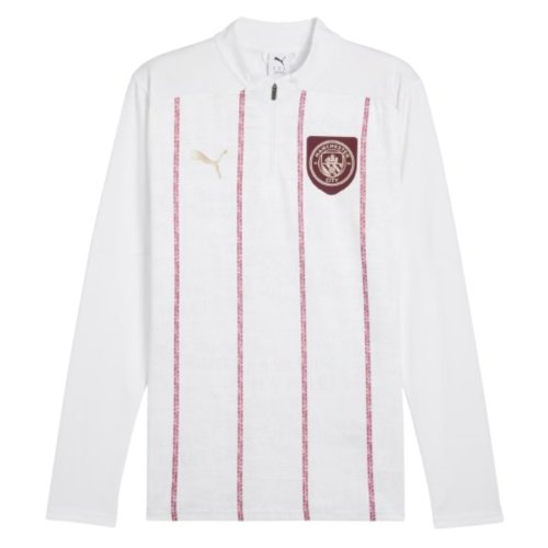 2024-2025 Man City Prematch 1/4 Zip Top (White)