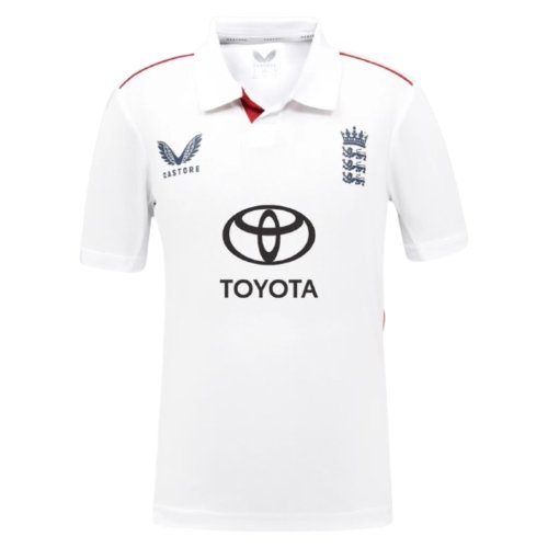 2025-2026 England Cricket ECB Test Replica SS Shirt (White) - Kids