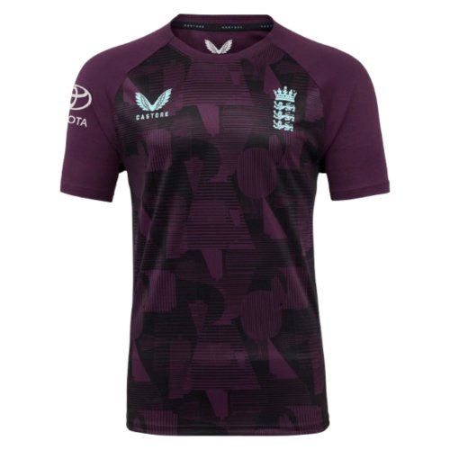 2025-2026 England Cricket Pro Training Short Sleeve Tee - Purple