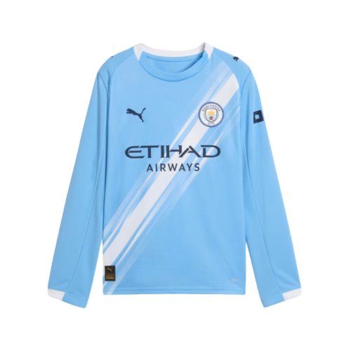 2025-2026 Man City Long Sleeve Home Shirt (Kids)