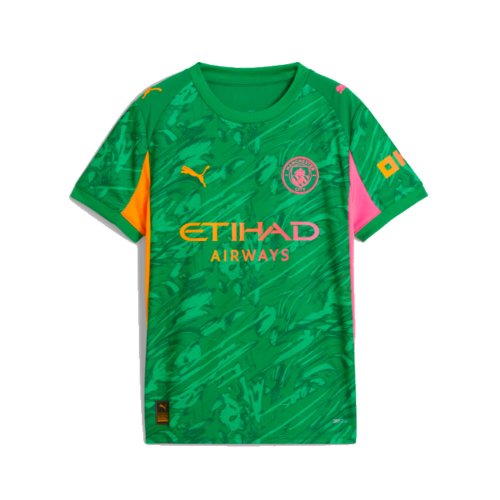 2025-2026 Man City Goalkeeper Away Shirt (Green) - Kids