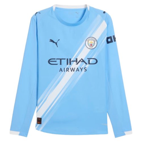 2025-2026 Man City Authentic Long Sleeve Home Shirt