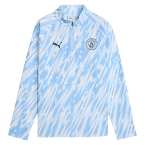 2025-2026 Man City Warm Up 1/4 Zip Top (Silver Sky) - Kids