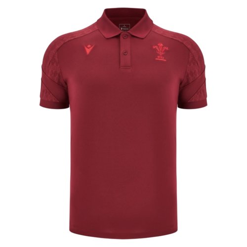 2025-2026 Wales WRU Travel Poly Polo Shirt (Deep Red)