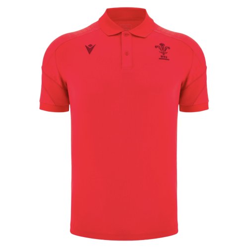 2025-2026 Wales WRU Rugby Travel Poly Polo Shirt (Red)