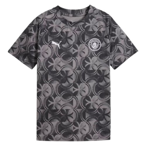 2025-2026 Man City Warm Up Jersey (Black) - Kids