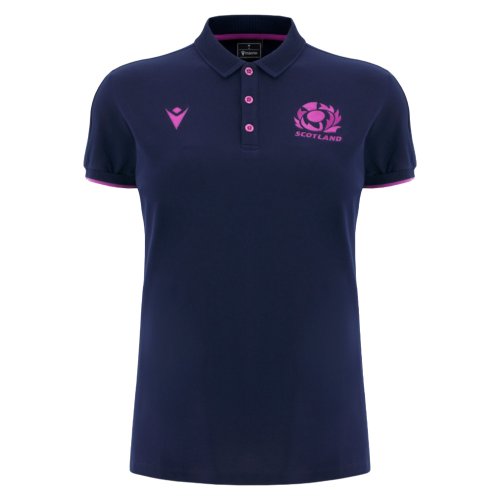 2025-2026 Scotland Rugby Travel Polo Shirt (Navy) - Womens