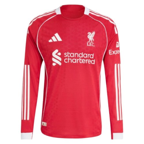 2025-2026 Liverpool Authentic Long Sleeve Home Shirt