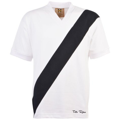 TOFFS Classic Retro White Short Sleeve Shirt With Black Tape