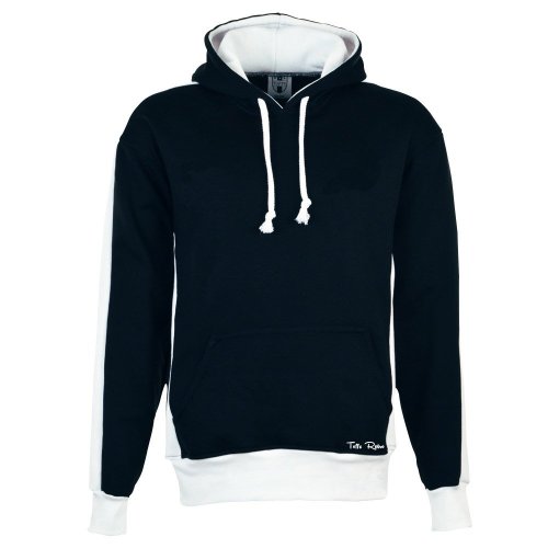 Toffs Retro Black Hoodie - White Sleeve Panels.