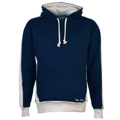 Toffs Retro Navy Hoodie White sleeve panels.