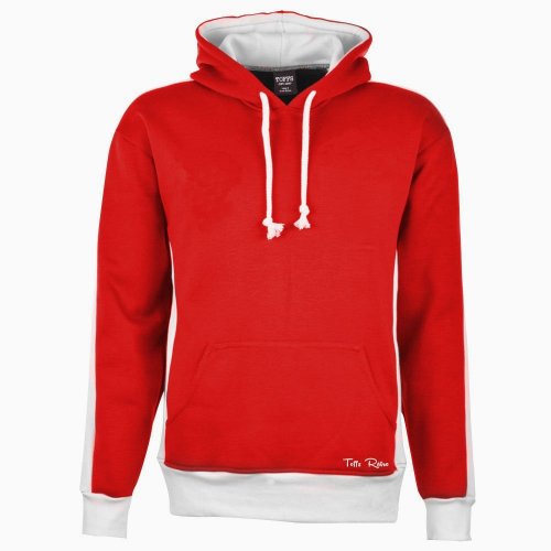 Toffs Retro Red Hoodie White Sleeve Panels