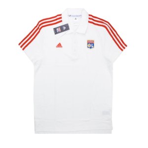 2015-2016 Lyon Adidas 3 Stripe Polo T-Shirt (White)