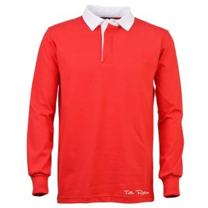 TOFFS Classic Retro Red Long Sleeve Rugby Style Shirt