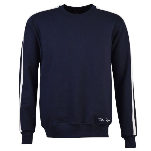 Toffs Retro Navy Sweatshirt White sleeve panels.