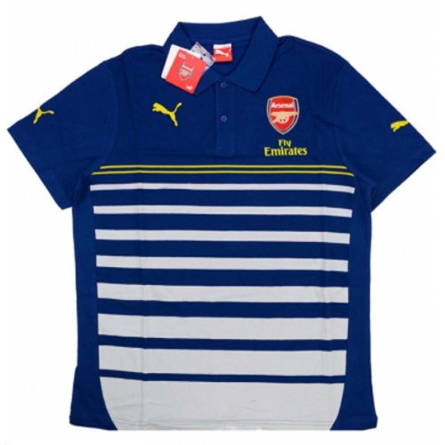 2014-15 Arsenal Puma Hooped Polo T-shirt (Navy)