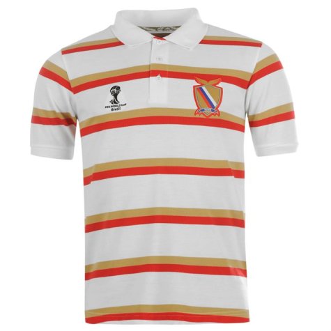 Russia 2014 FIFA Stripe Polo Shirt (White)