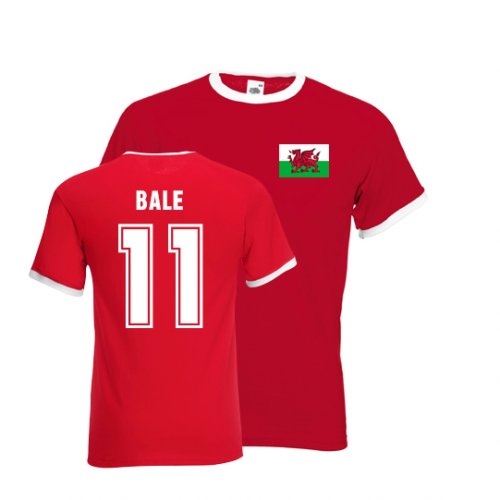 Gareth Bale Wales Ringer Tee (red)